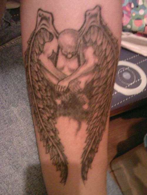 Awesome Fallen Angel Tattoo